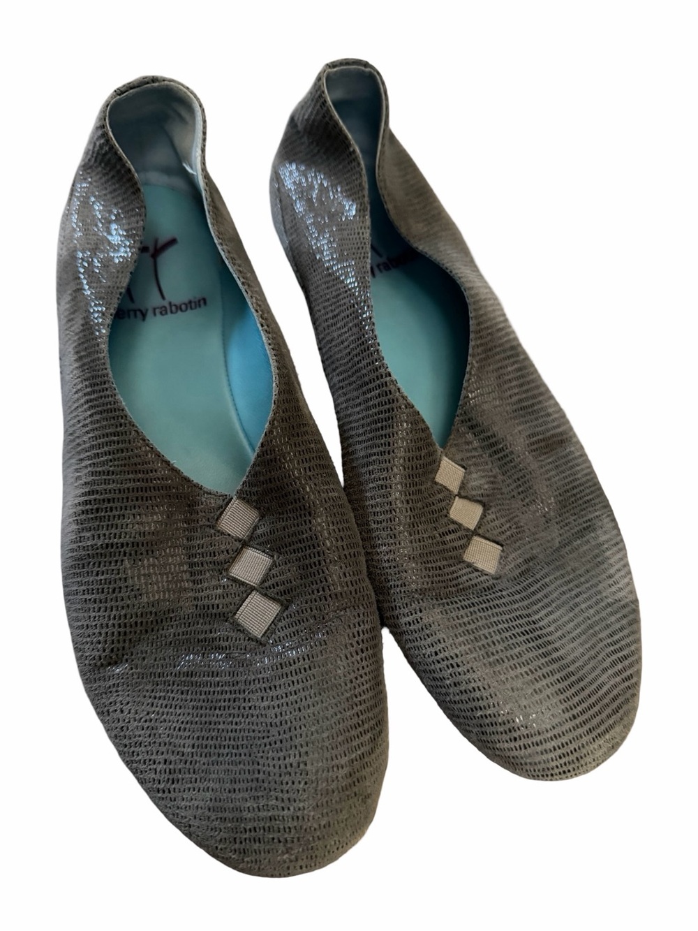 Thierry Rabotin Grace Snake Embossed Calf Leather Ballet Flats 38 7.5 Comfort